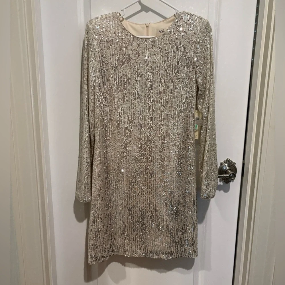 Eliza J Long Sleeve Sequin Cocktail Dress Size 10 - Picture 3 of 4